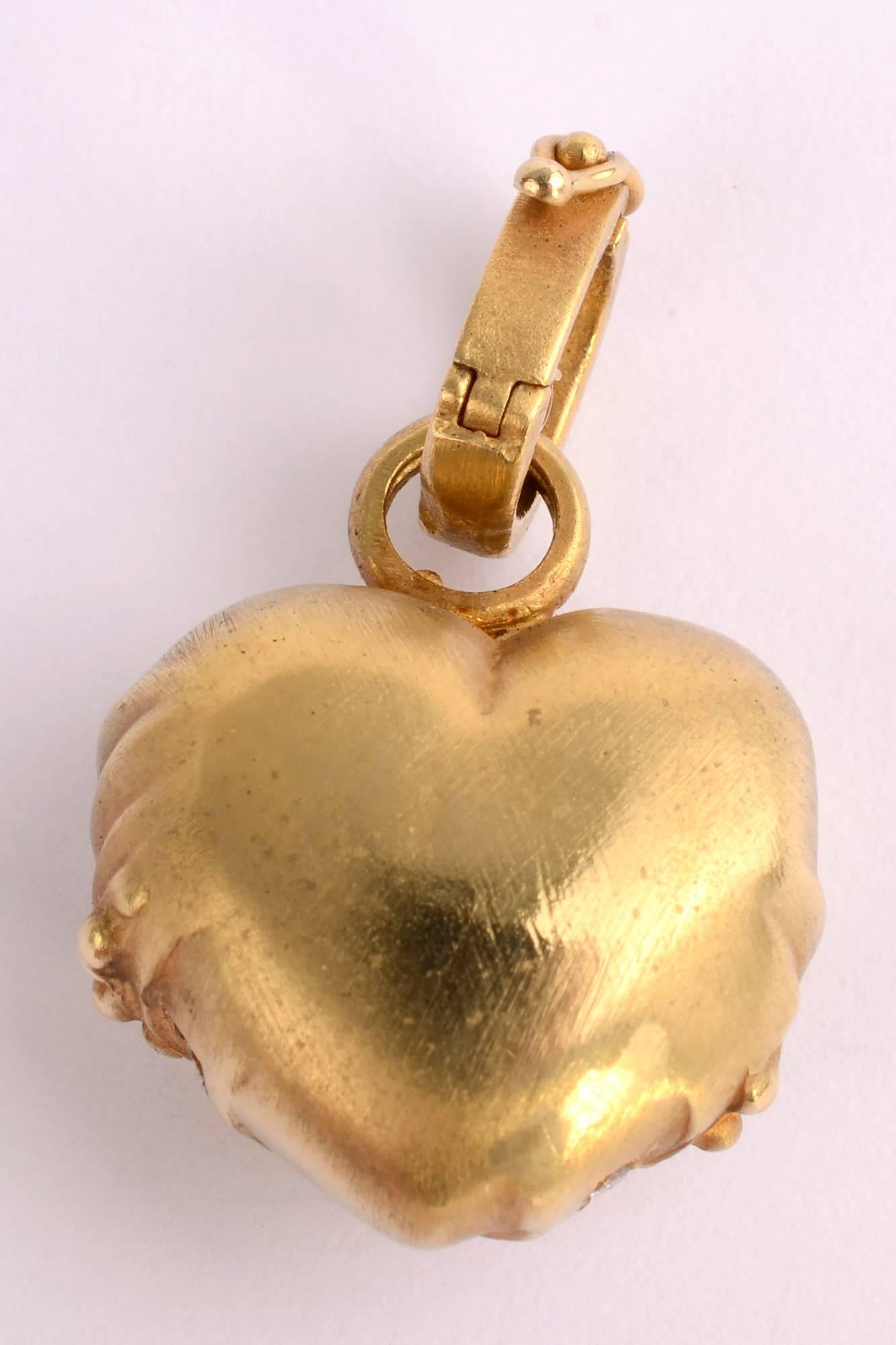 Modern Gold and Diamond Heart Pendant