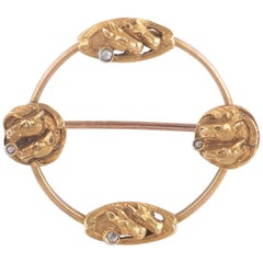 Antique Gold and Diamond Horse Brooch