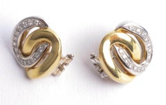 Gold and Diamond Interlocking Ovals Earrings