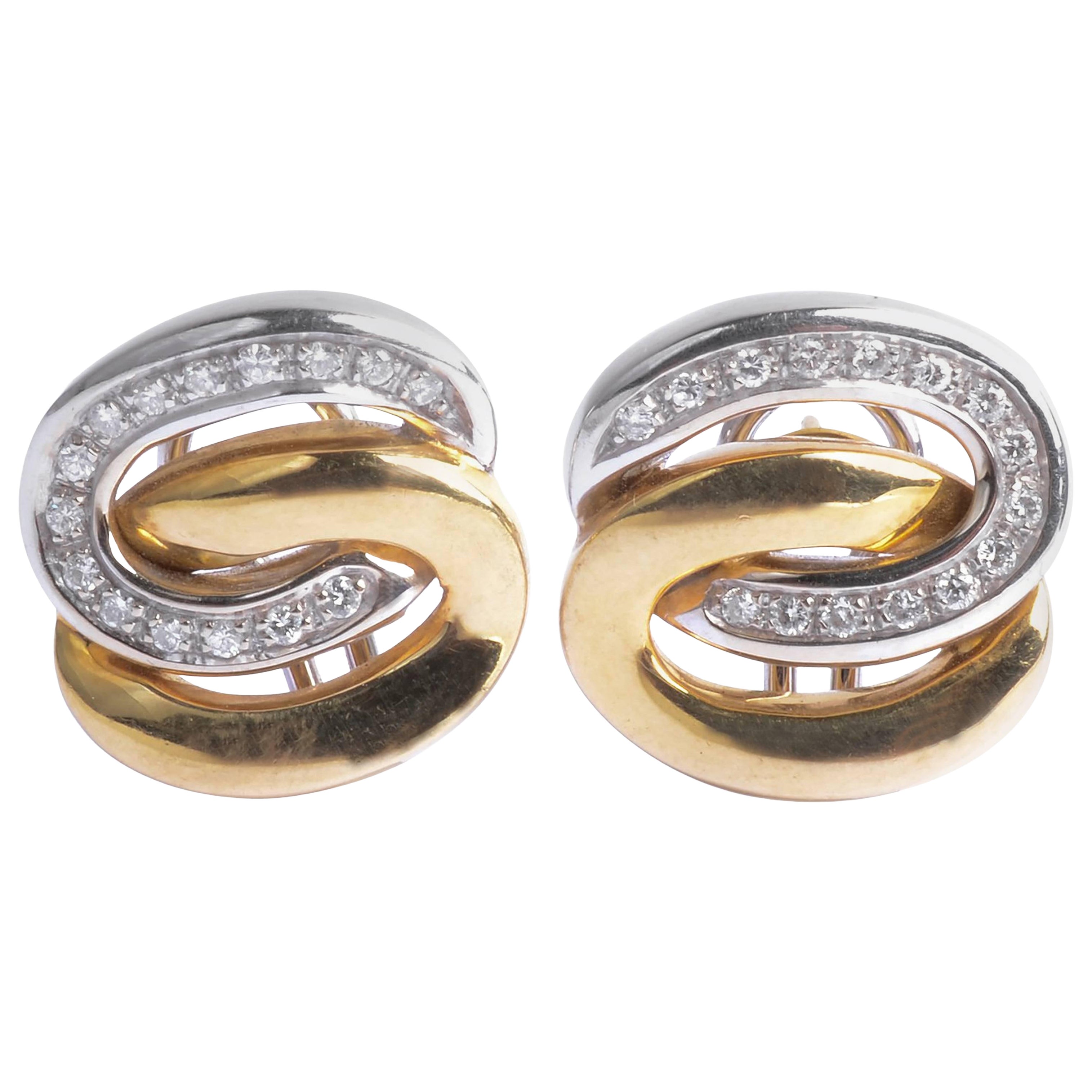 Boucles d'oreilles en or et diamants à ovales imbriqués