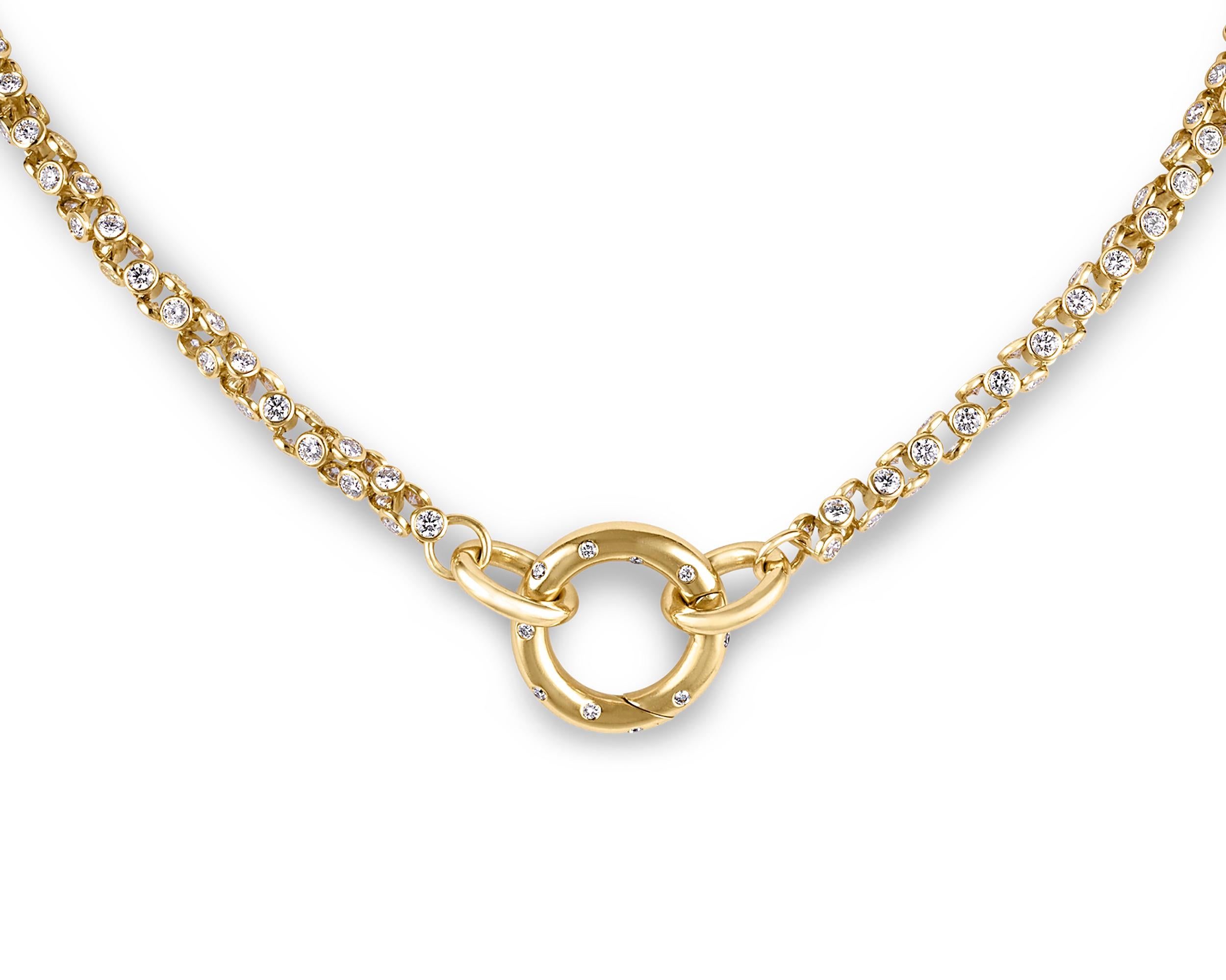 Round Cut Gold and Diamond Link Necklace by Oscar Heyman