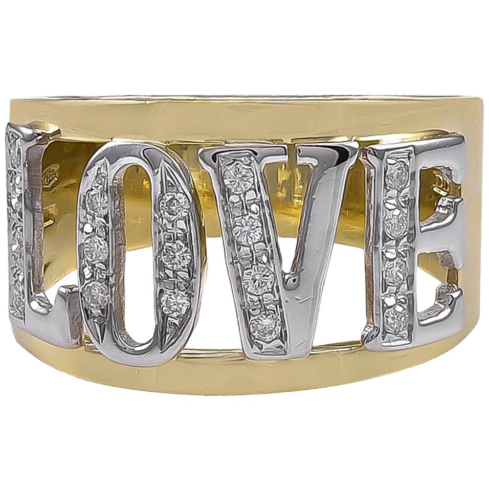 Ring 'LOVE' aus Gold und Diamanten im Angebot