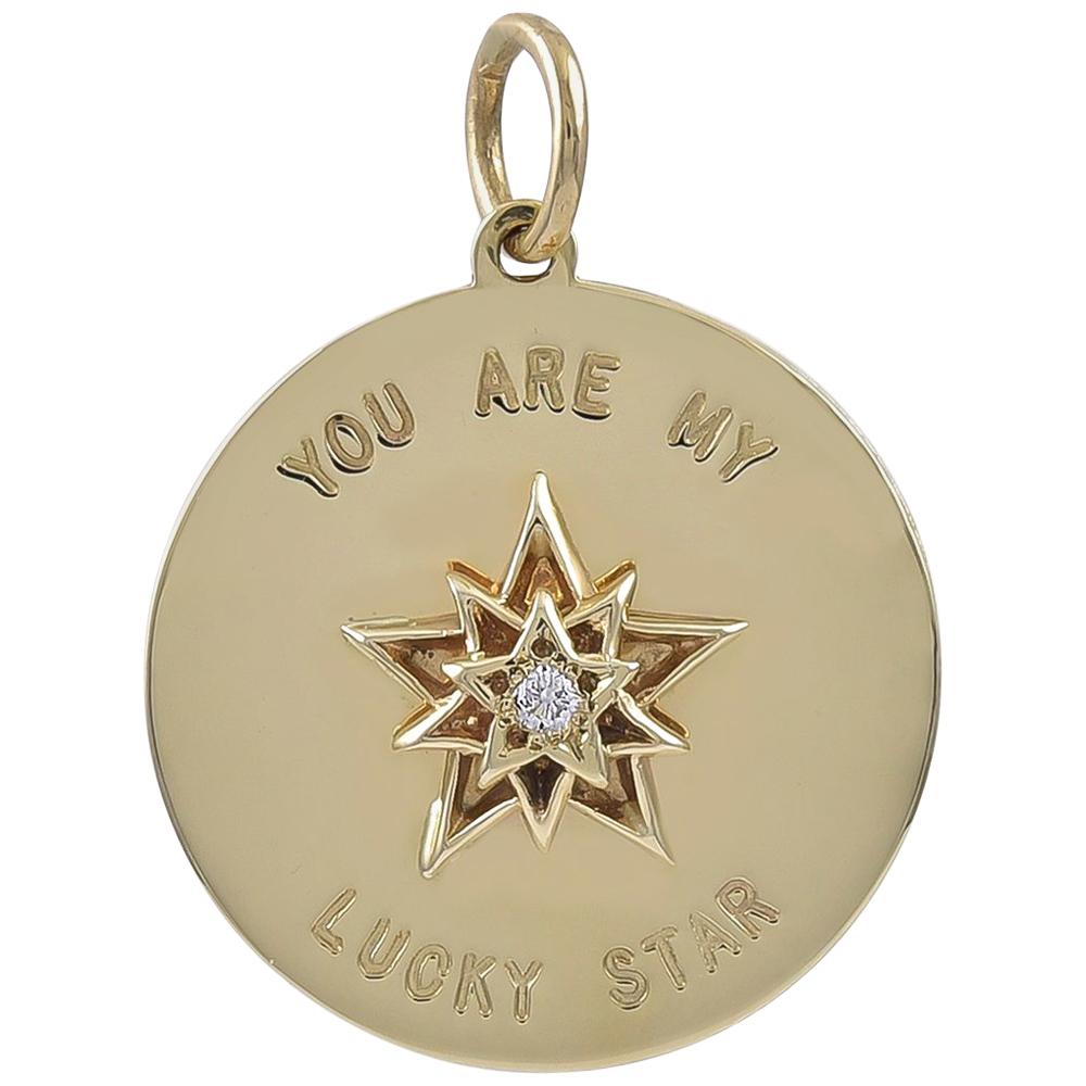 Gold and Diamond Lucky Star Pendant or Charm
