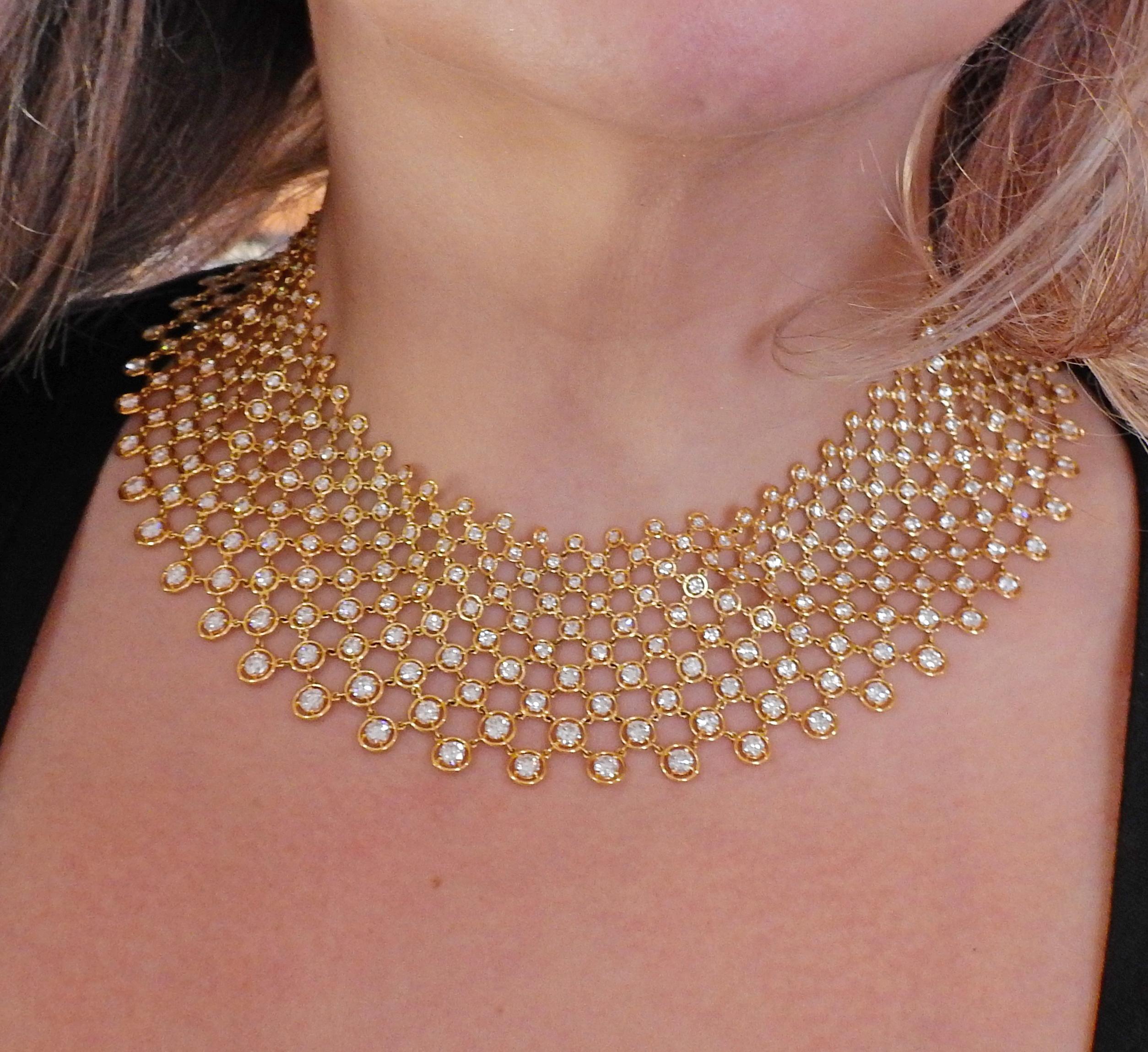 Gold and Diamond Mesh Bib Necklace For Sale at 1stDibs | bib necklace ...