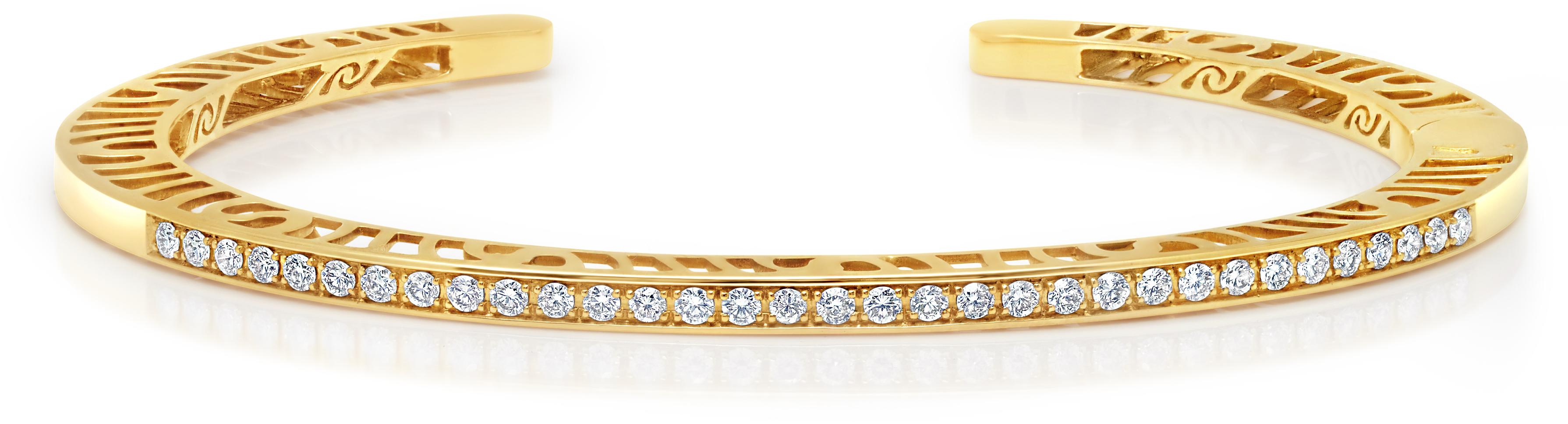 Contemporain Manchette étroite empilable en or et diamants avec diamants en vente