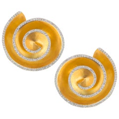 Gold and Diamond Nautilus Earrings by Umrao