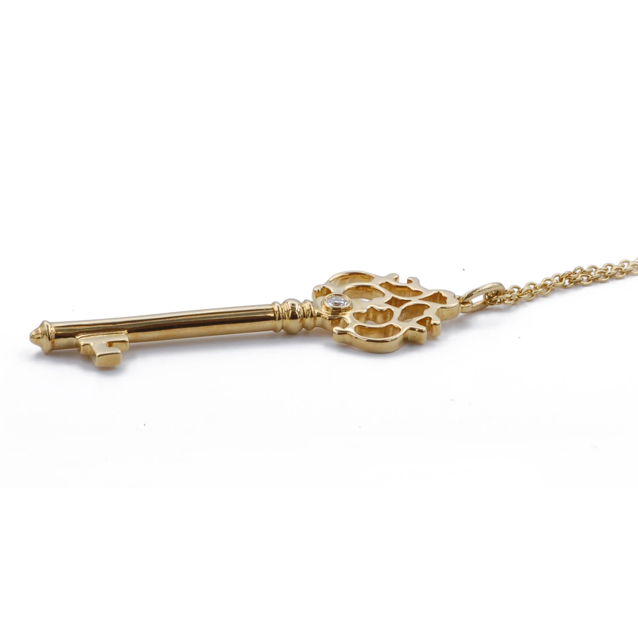 Round Cut Sasha Primak Gold and Diamond Ornate Key Pendant For Sale
