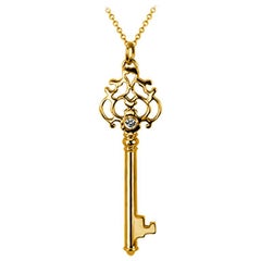 Sasha Primak Gold and Diamond Ornate Key Pendant
