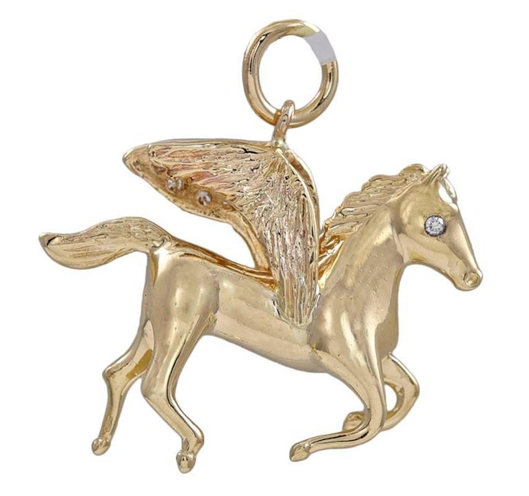 Gold and Diamond Pegasus Pendant/Charm at 1stDibs
