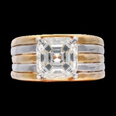 GIA Certified 3.51 Cts Gold and Diamond Ring