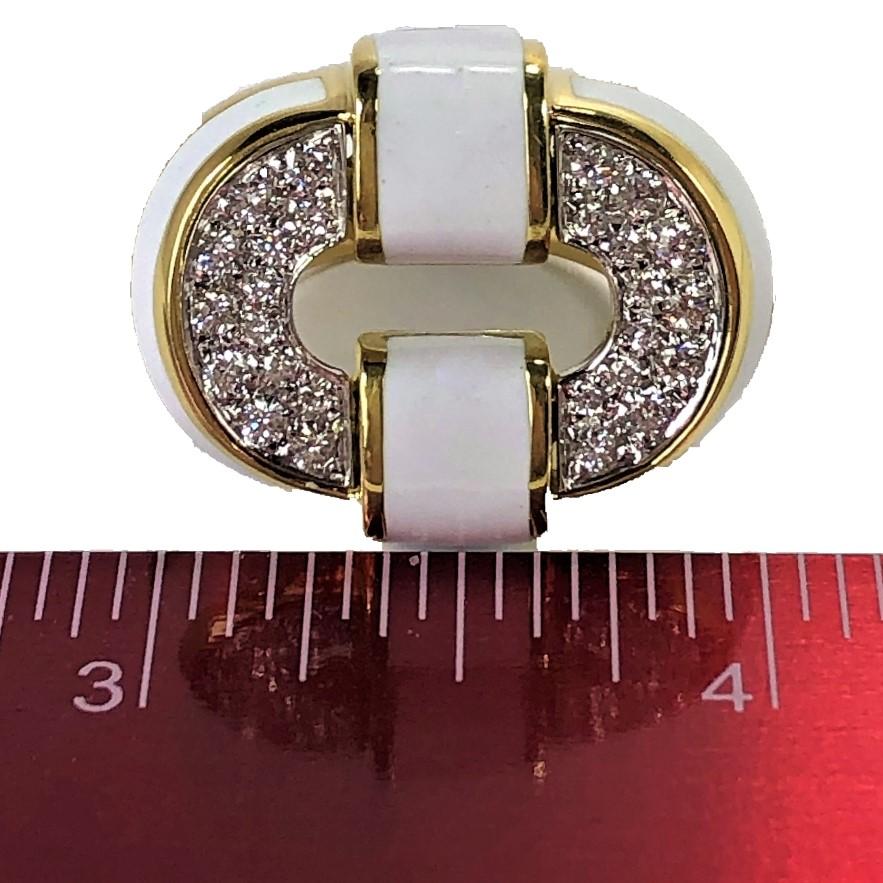 Gold and Diamond Ring with White Enamel 3