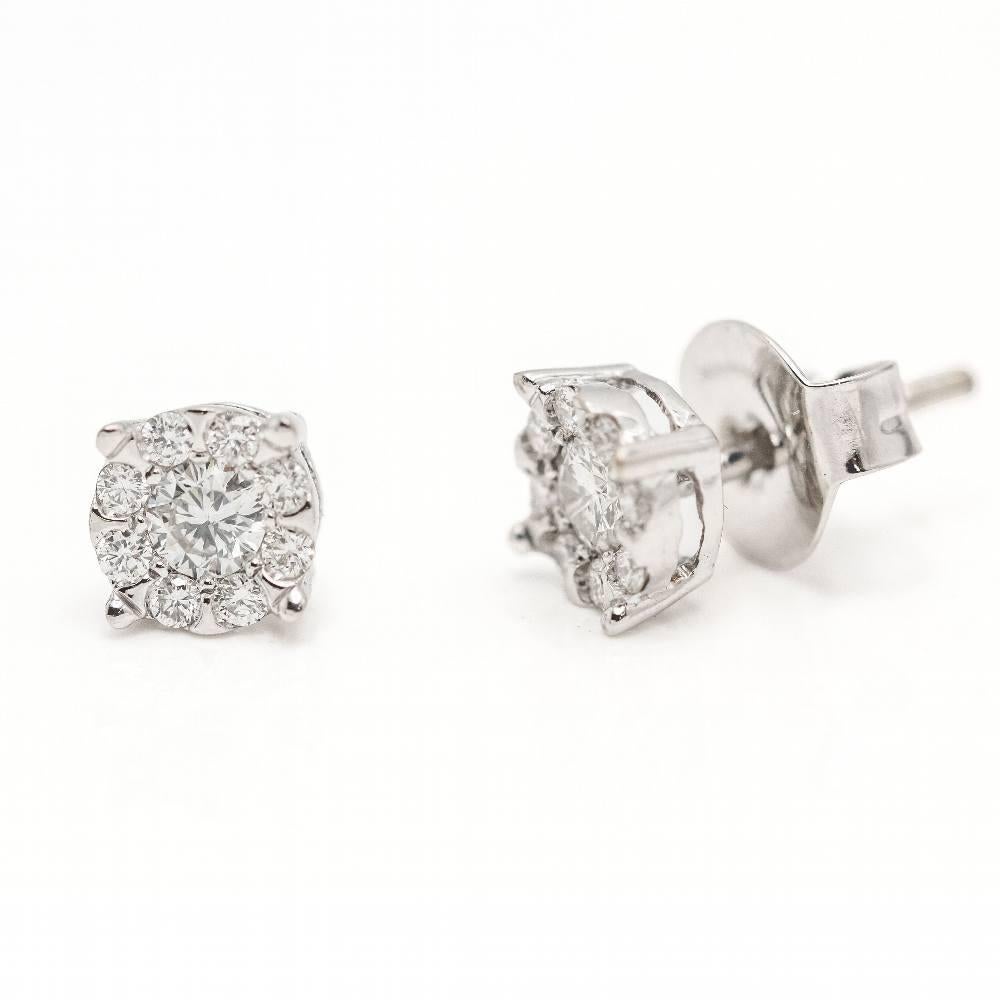 Ohrringe aus Gold und Diamanten mit Rosette im Zustand „Neu“ im Angebot in Barcelona, CT