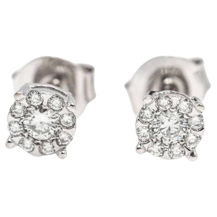 Ohrringe aus Gold und Diamanten mit Rosette im Angebot