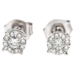 Gold and Diamond Rosette Earrings
