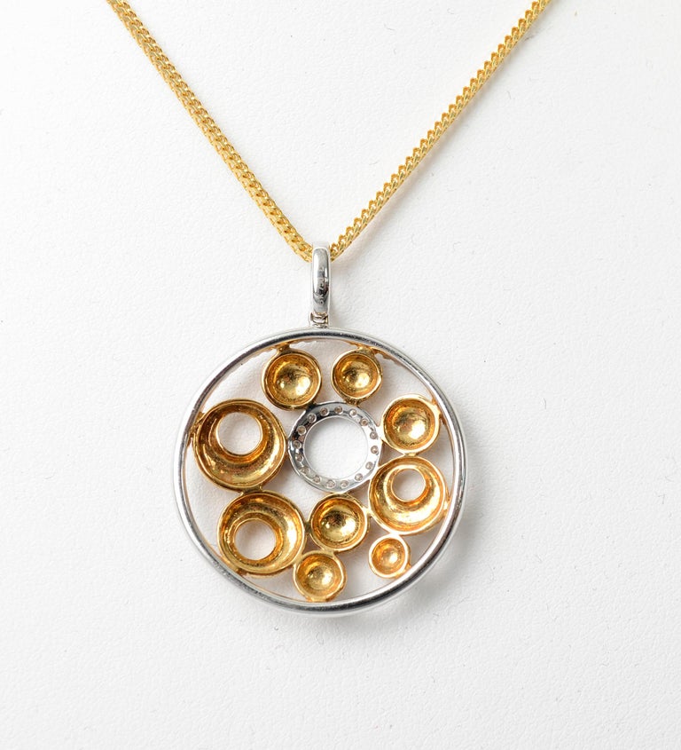 Gold and Diamond Round Pendant Necklace at 1stDibs | round diamond ...