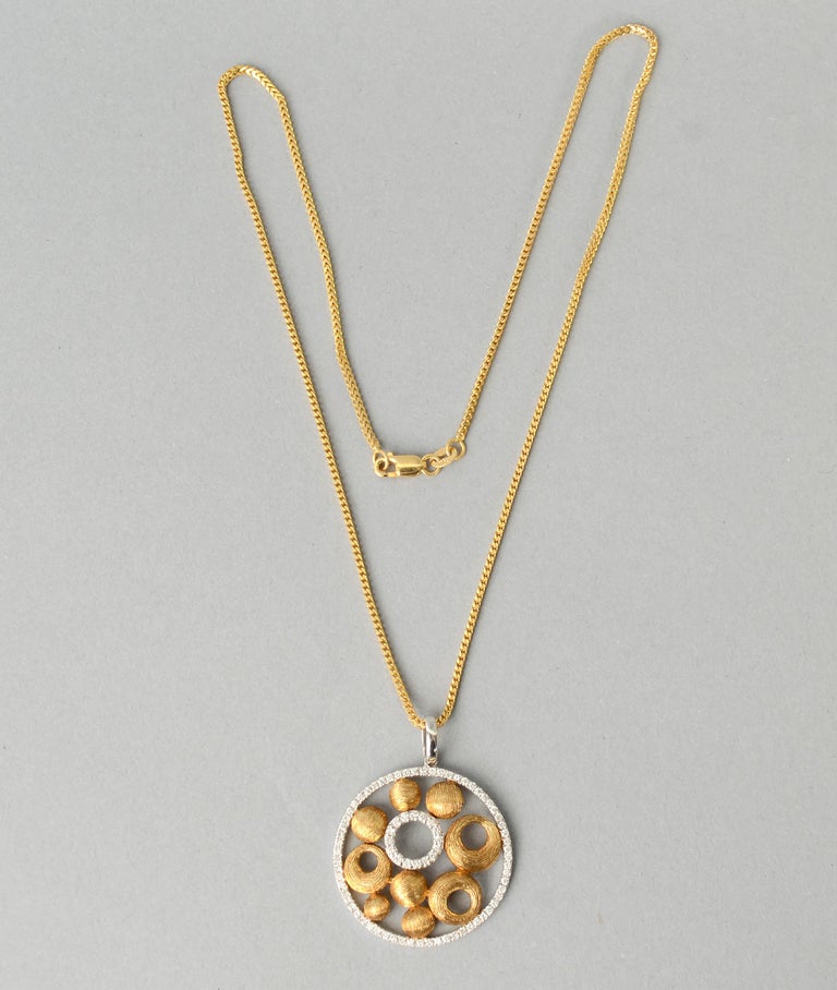 Gold and Diamond Round Pendant Necklace at 1stDibs | round diamond ...