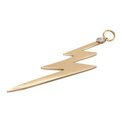 Retro Gold and Diamond Shazaam Lightning Bolt Pendant/Charm