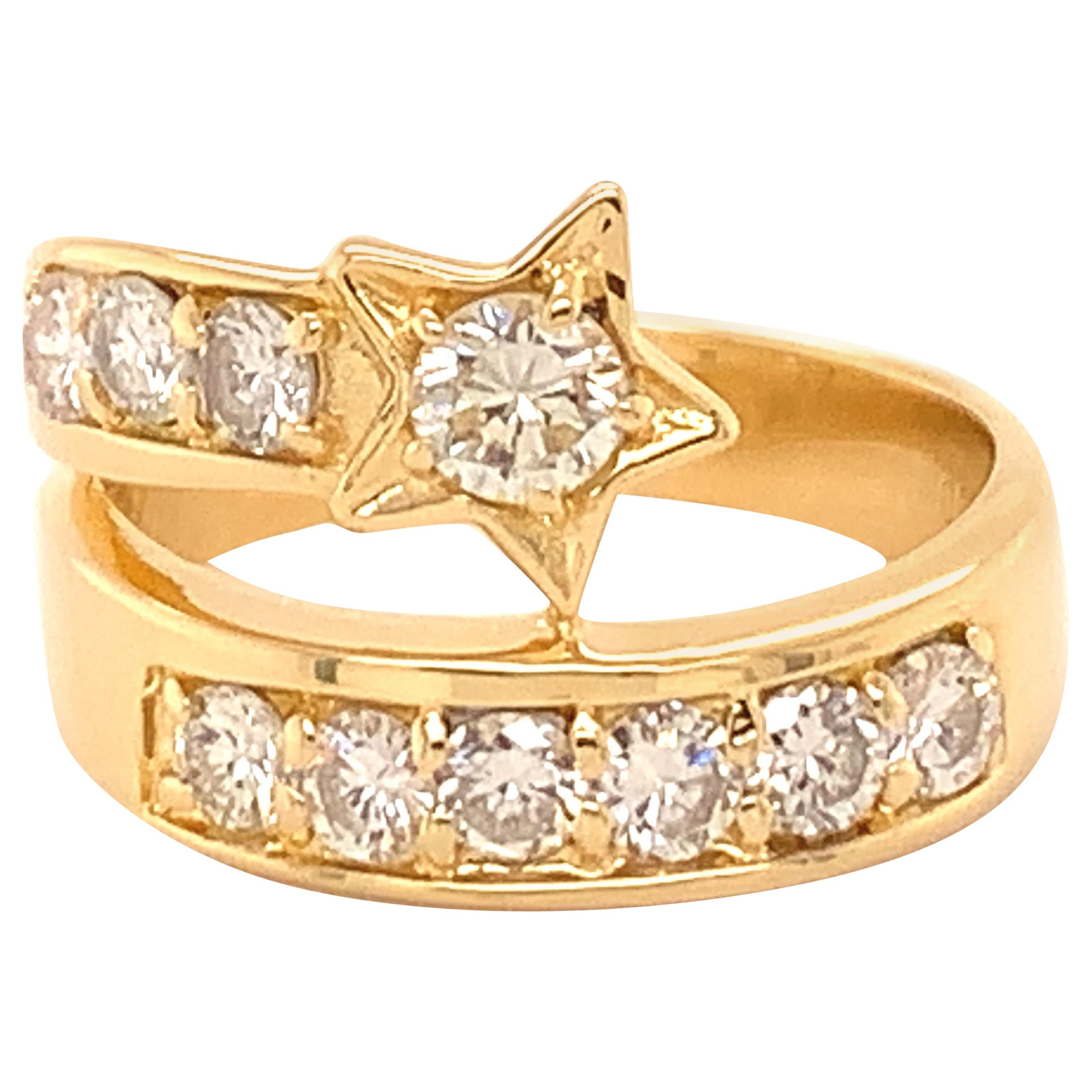 Gold and Diamond Shooting Ring For Sale