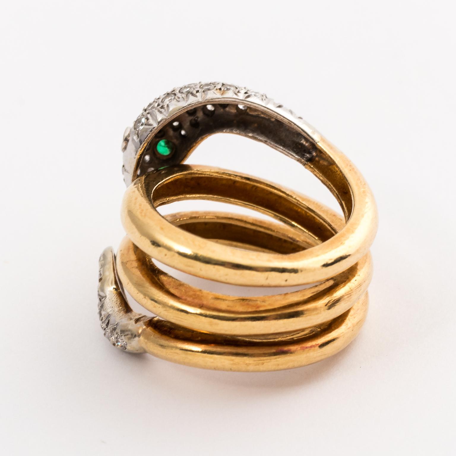 Women's Gold and Diamond Snake Ring