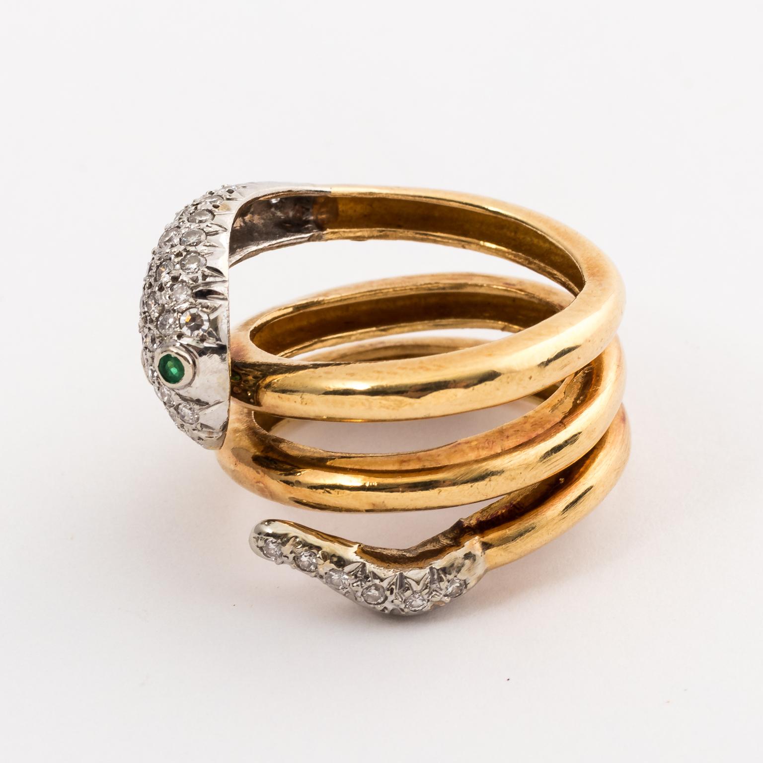Gold and Diamond Snake Ring 1