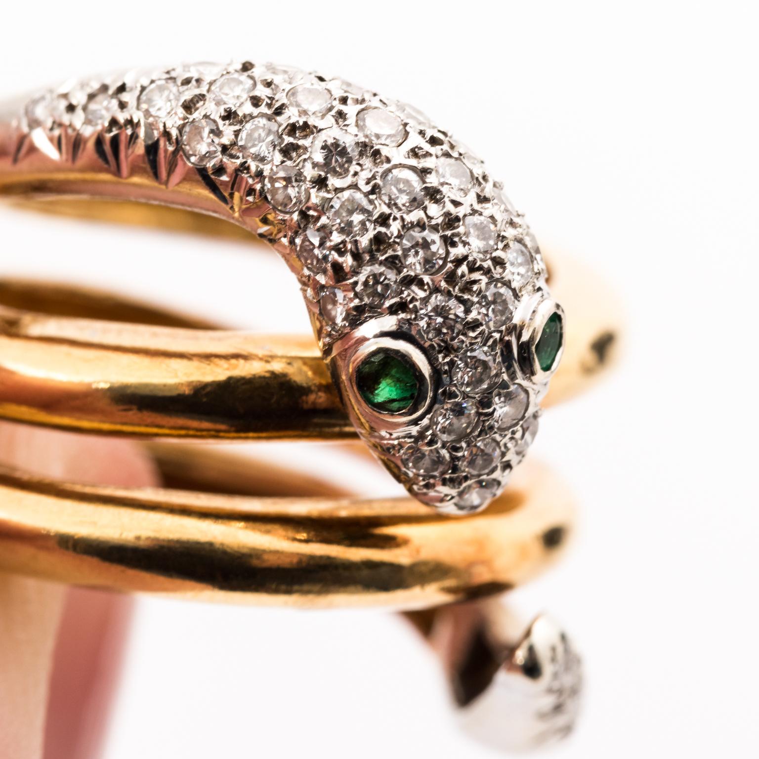 Gold and Diamond Snake Ring 4