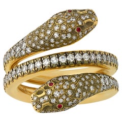 Gold and Diamond Snake Ring