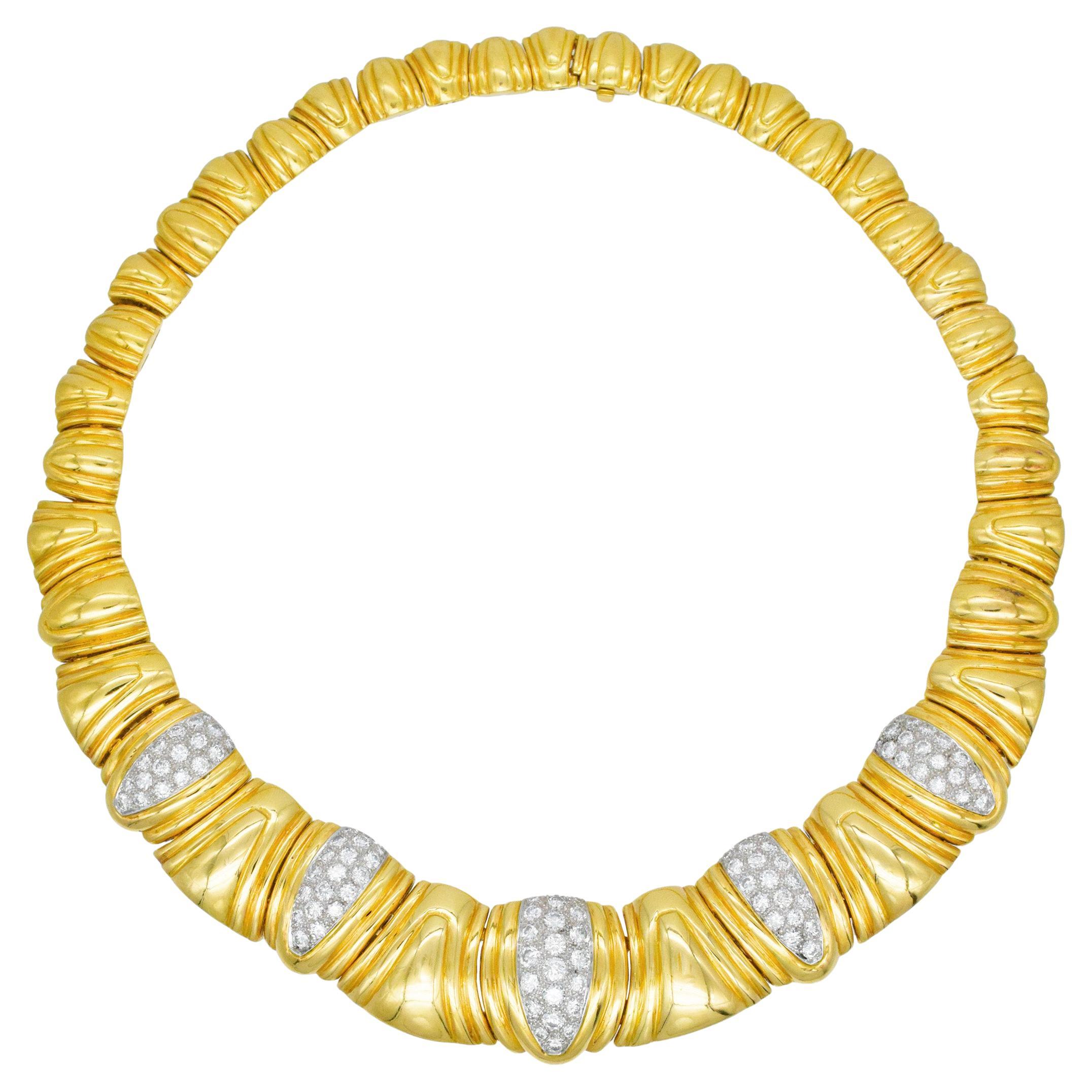 Gold And Diamond Statement Necklace 18K