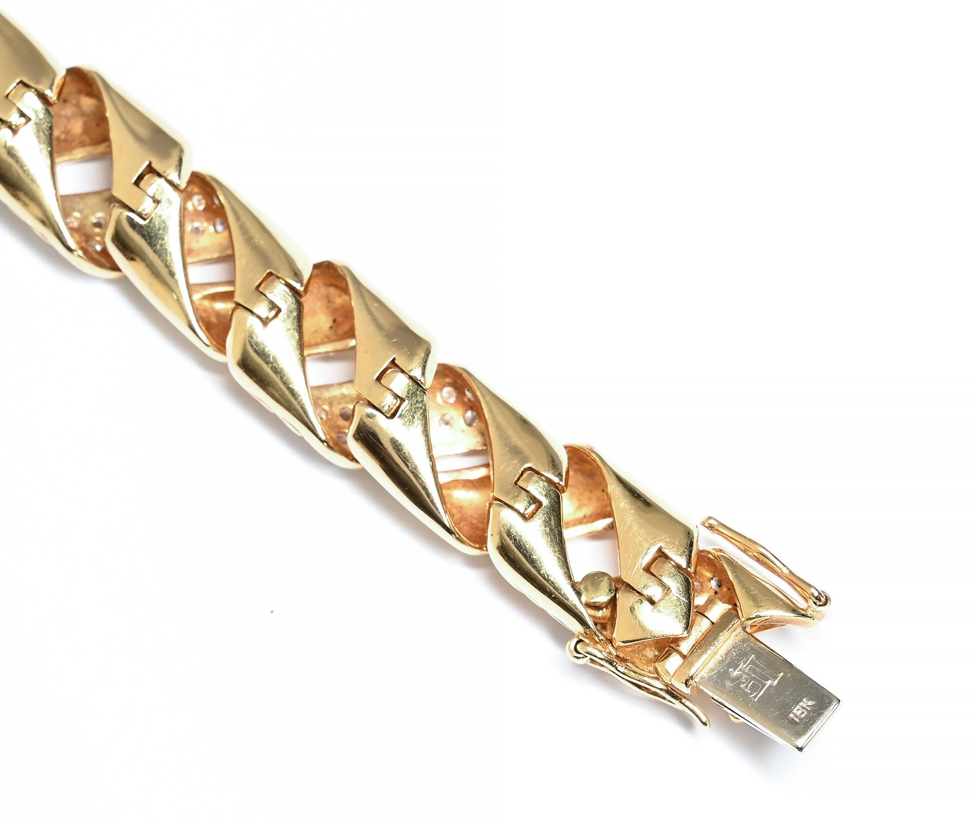 Brilliant Cut Gold and Diamond Woven Bracelet For Sale