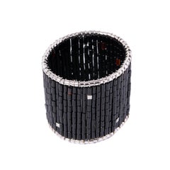 Gold and Diamonds and Onyx Elastic Bracelet