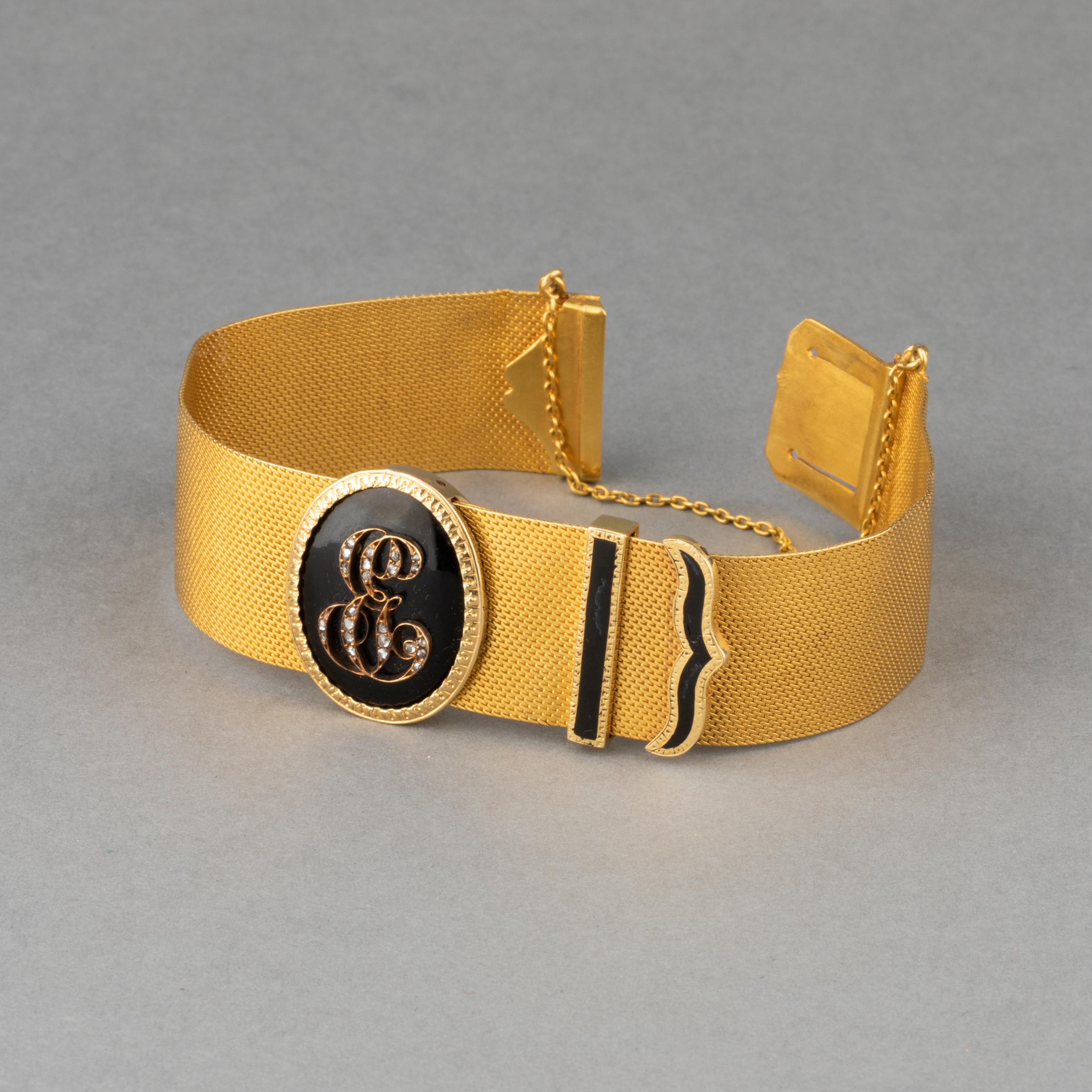 Antikes Napoleon III.-Gürtelarmband aus Gold und Diamanten 3
