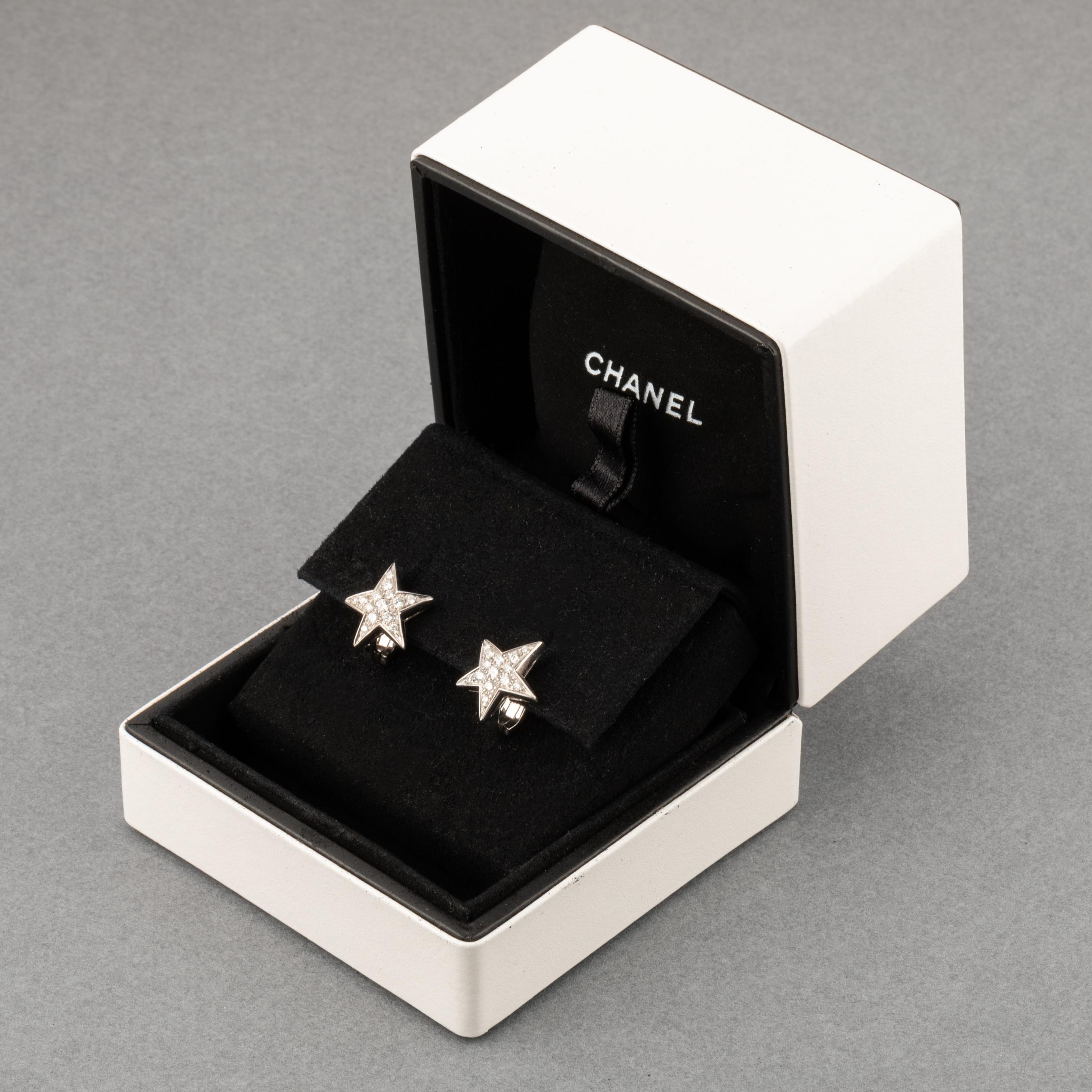 chanel diamond star earrings