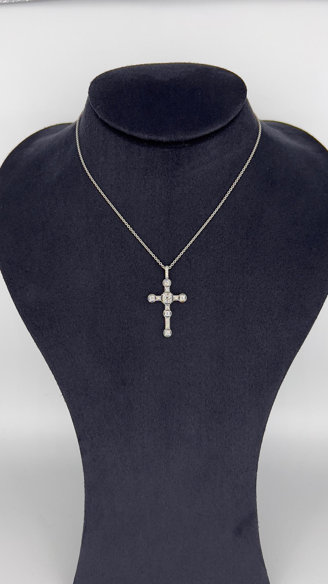 Artisan Gold and Diamonds cross pendant by George Lambert, Switzerland  For Sale