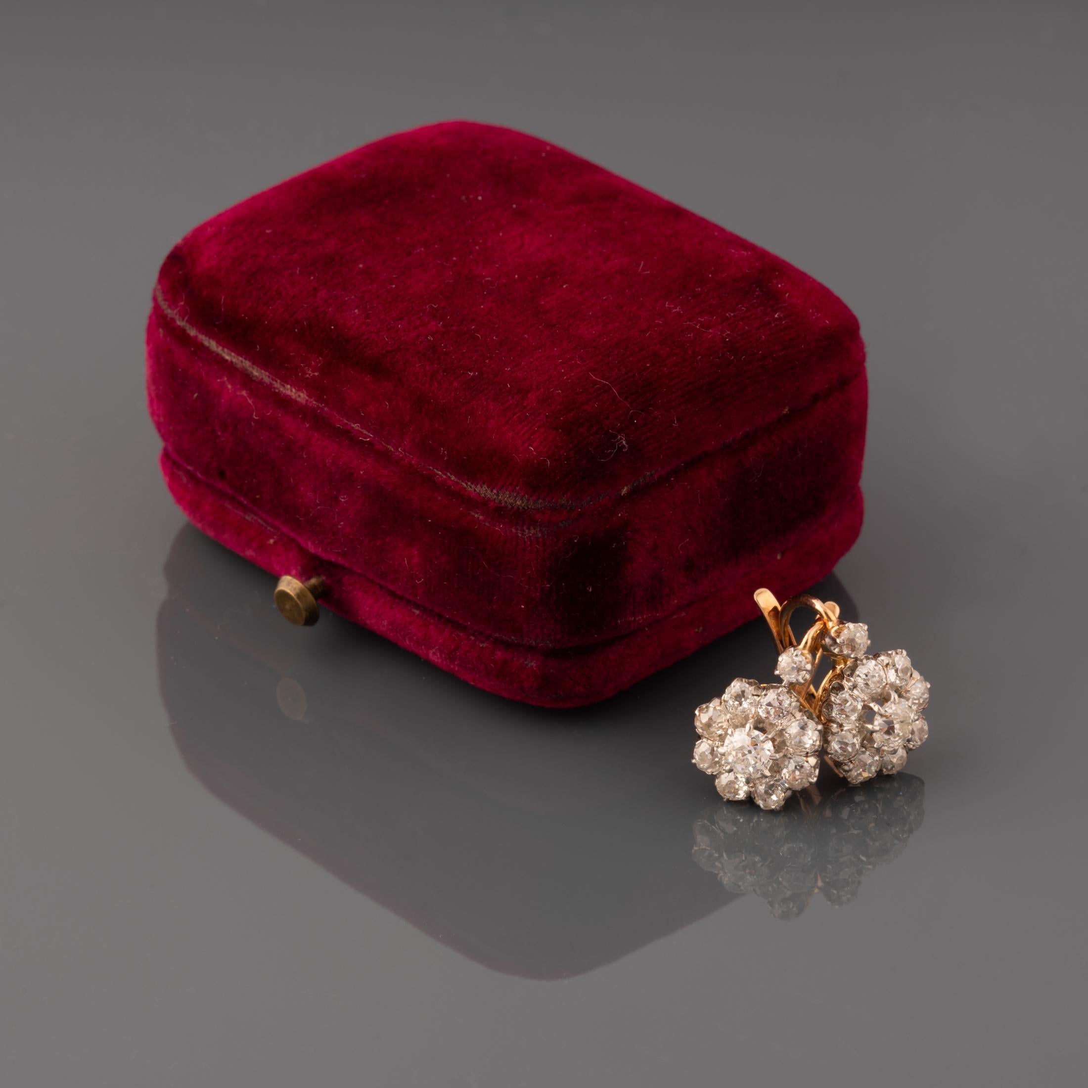 Gold and Diamonds French Antique Earrings For Sale at 1stDibs