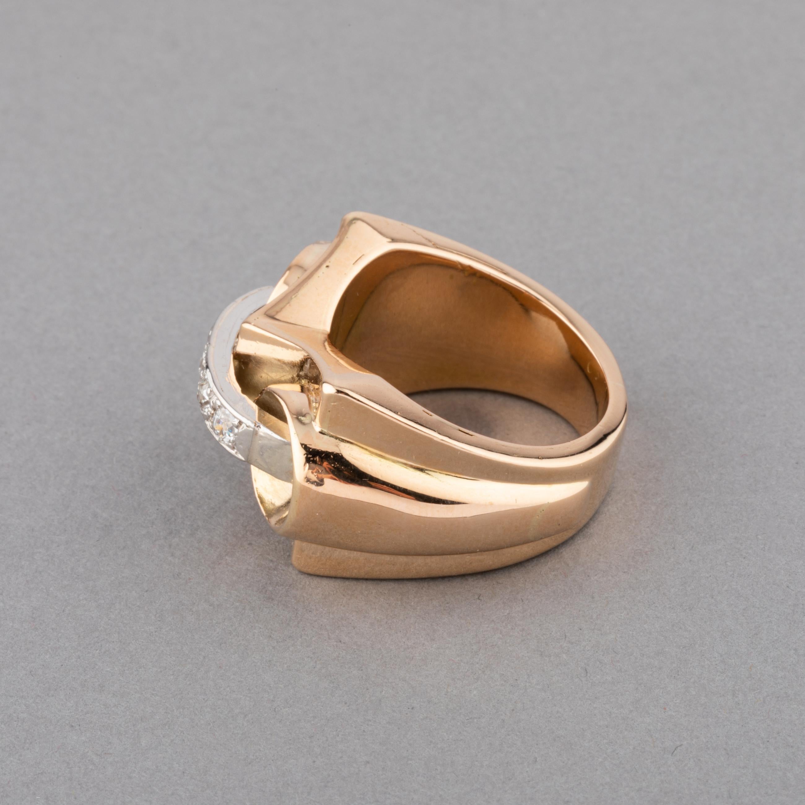 Women's Gold and Diamonds French Retro Ring For Sale