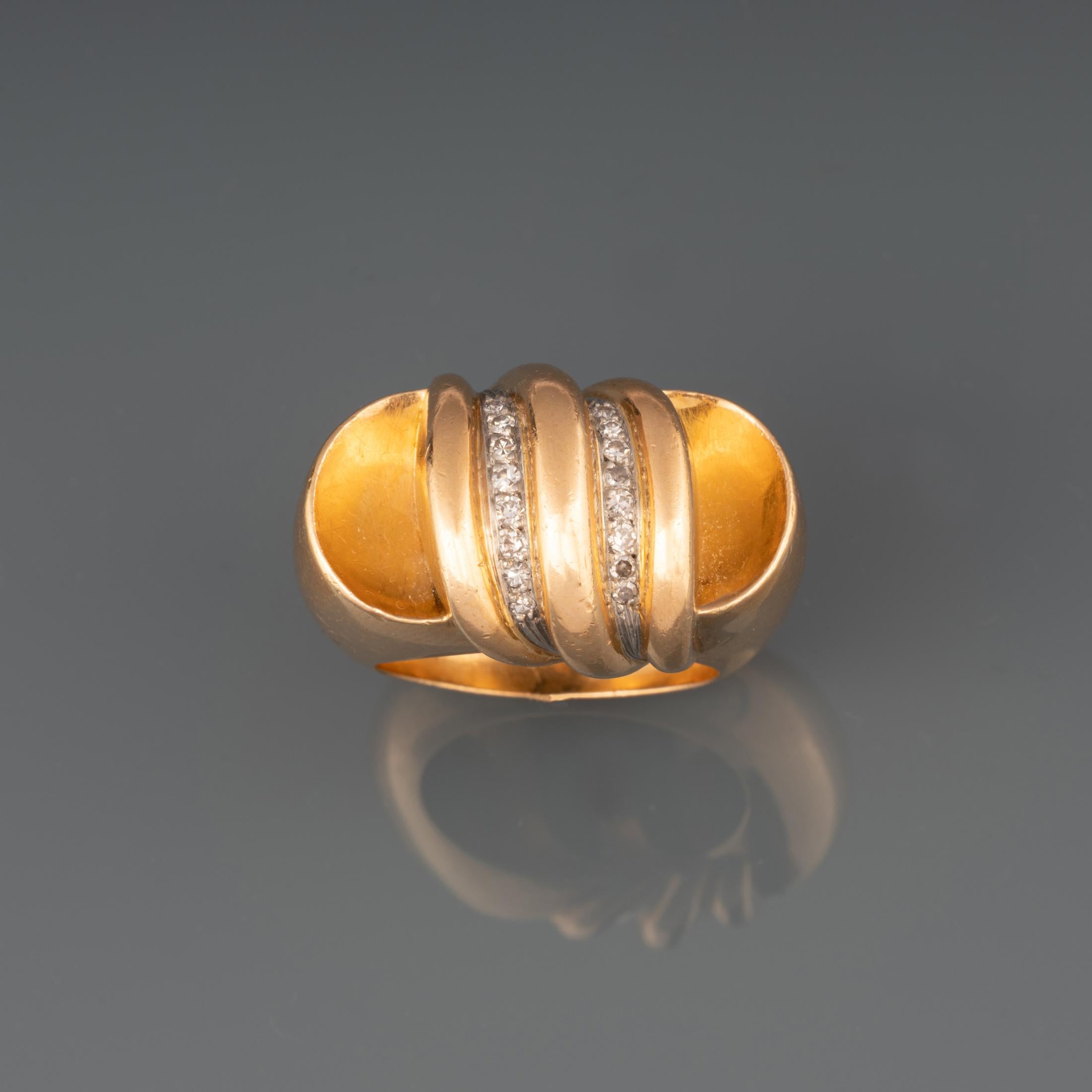 Women's Gold and Diamonds French Retro Ring For Sale