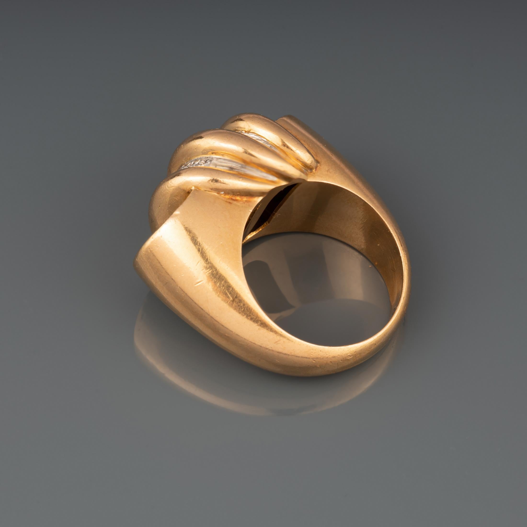 Gold and Diamonds French Retro Ring For Sale 1