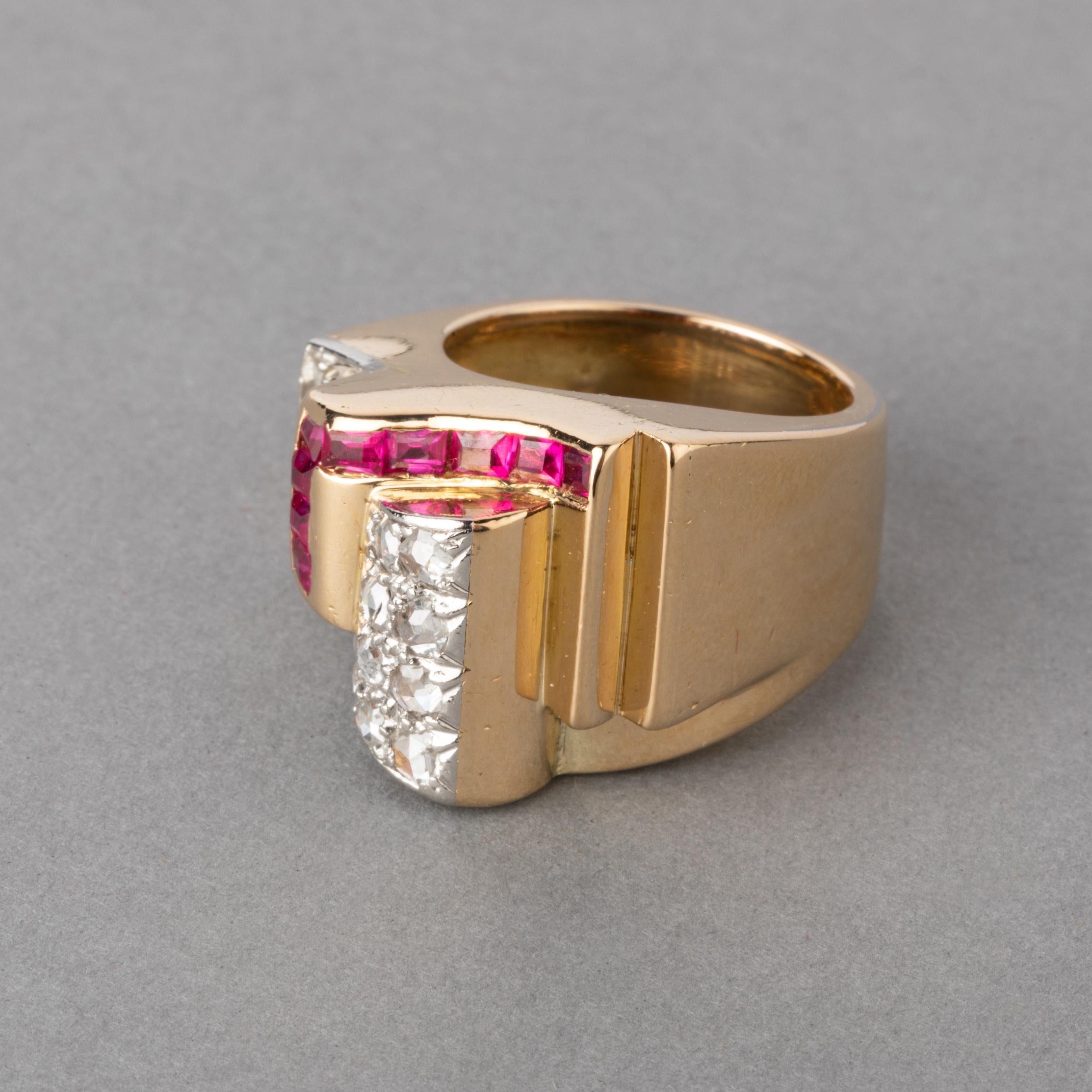 Gold and Diamonds French Retro Ring 3