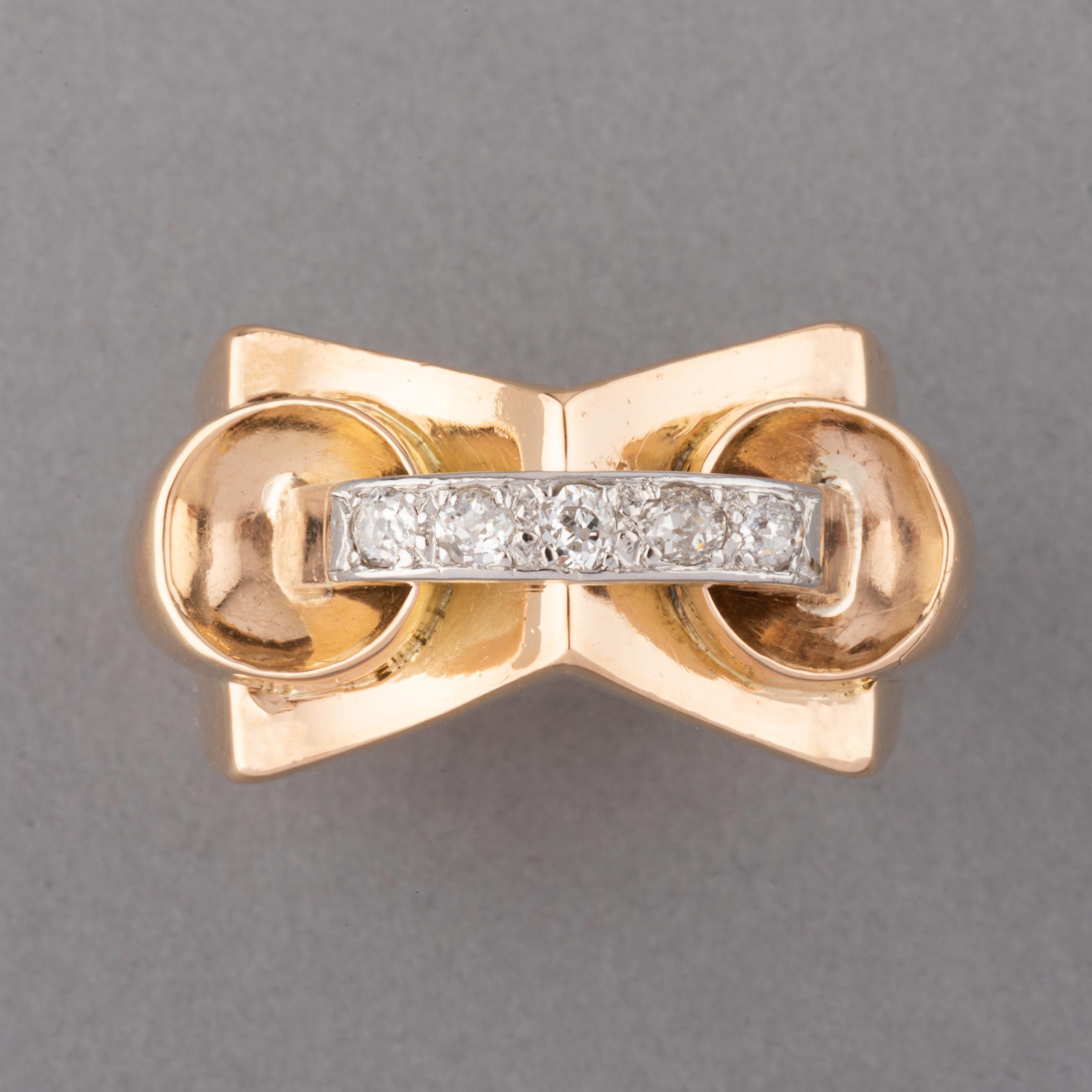 Gold and Diamonds French Retro Ring For Sale 3