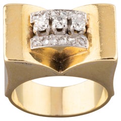 Gold and Diamonds French Retro Ring