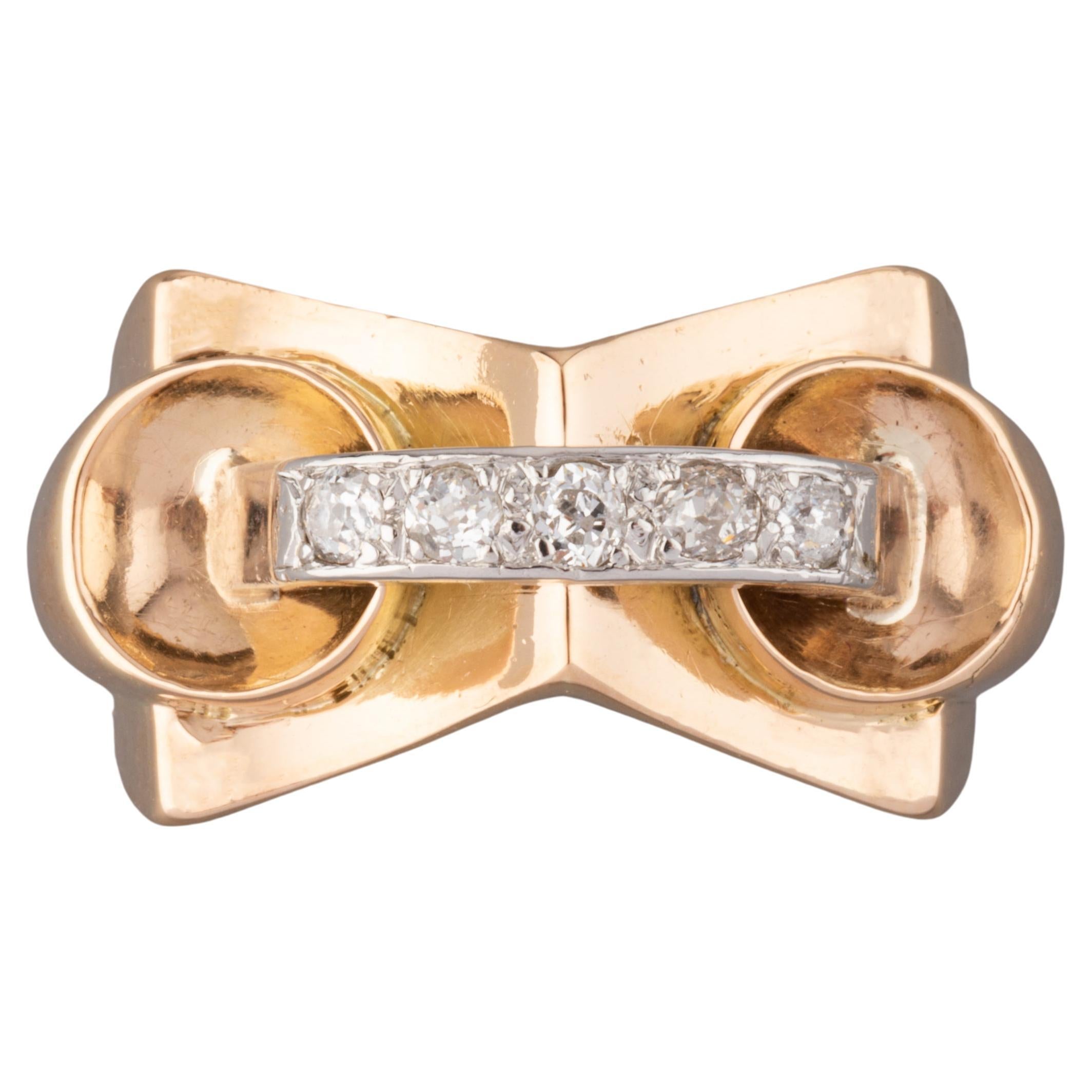 Gold and Diamonds French Retro Ring For Sale