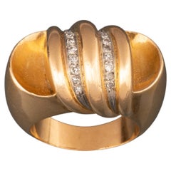 Gold and Diamonds French Retro Ring