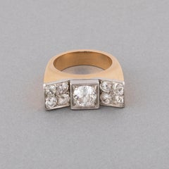 Gold and Diamonds French Tank Ring