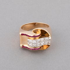 Gold and Diamonds French Tank Ring