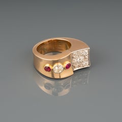 Gold and Diamonds French Tank Ring