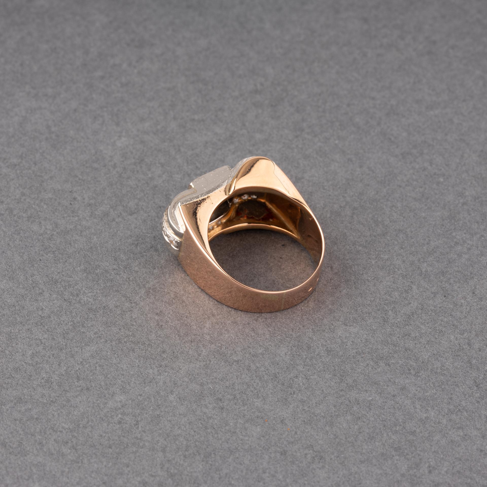 Round Cut Gold and Diamonds French Tank Ring For Sale