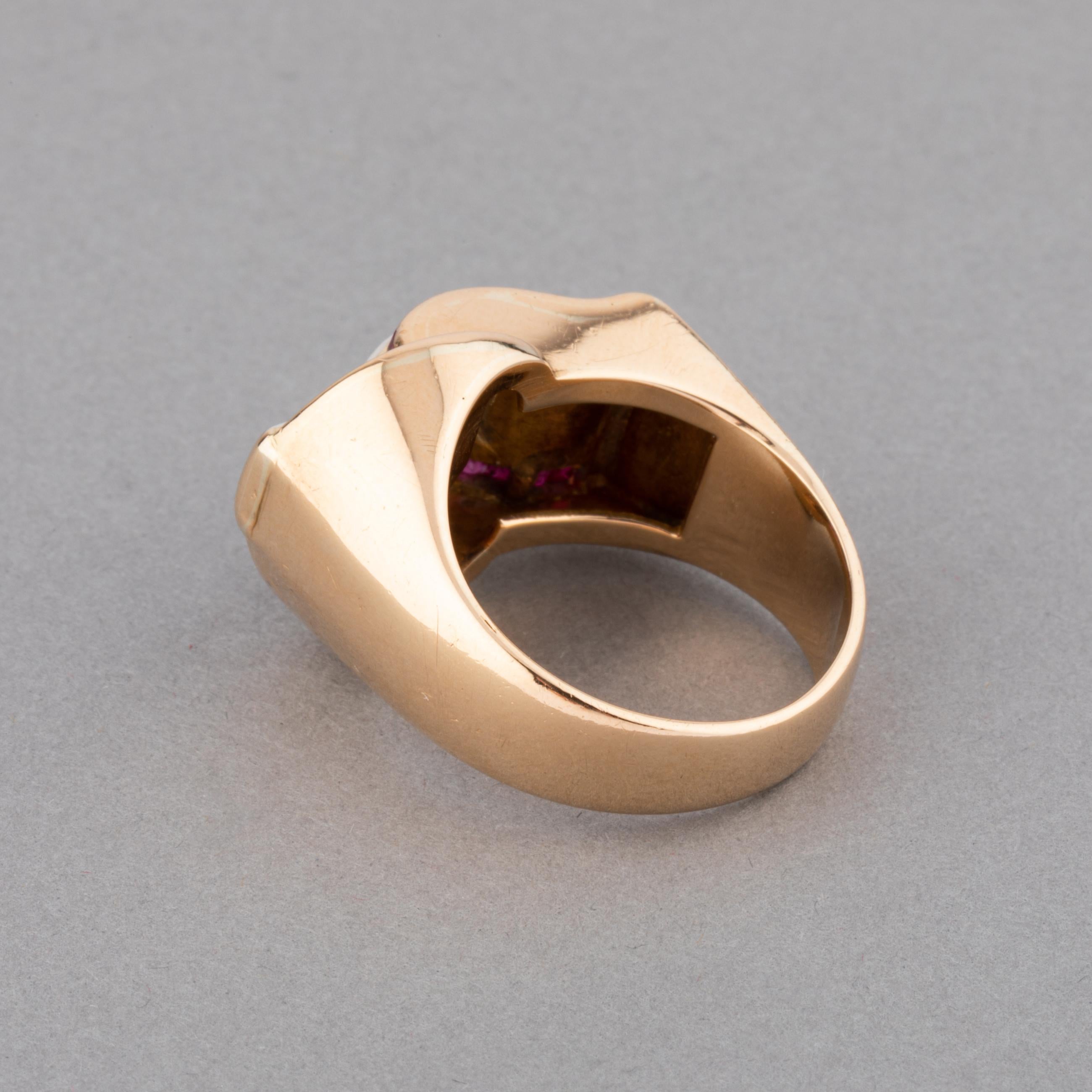 Women's Gold and Diamonds French Tank Ring For Sale