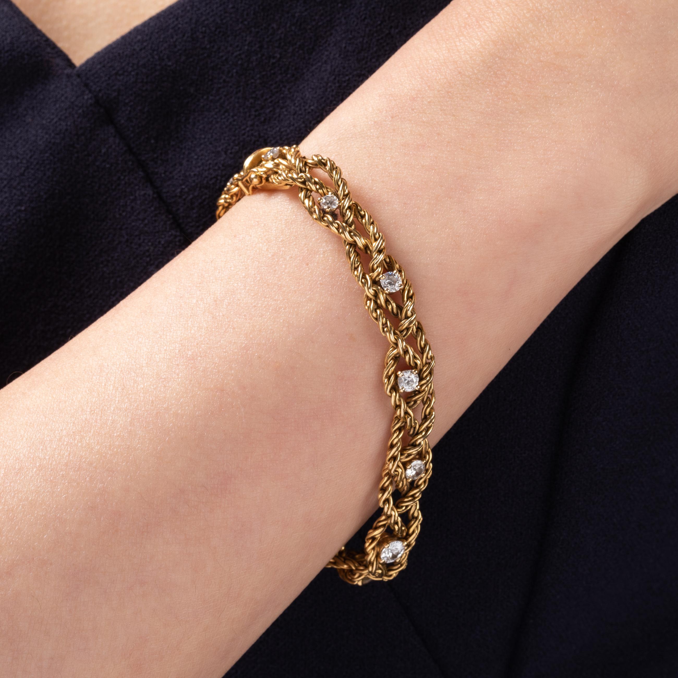 Gold and Diamonds French Vintage Bracelet by Chaumet For Sale 5