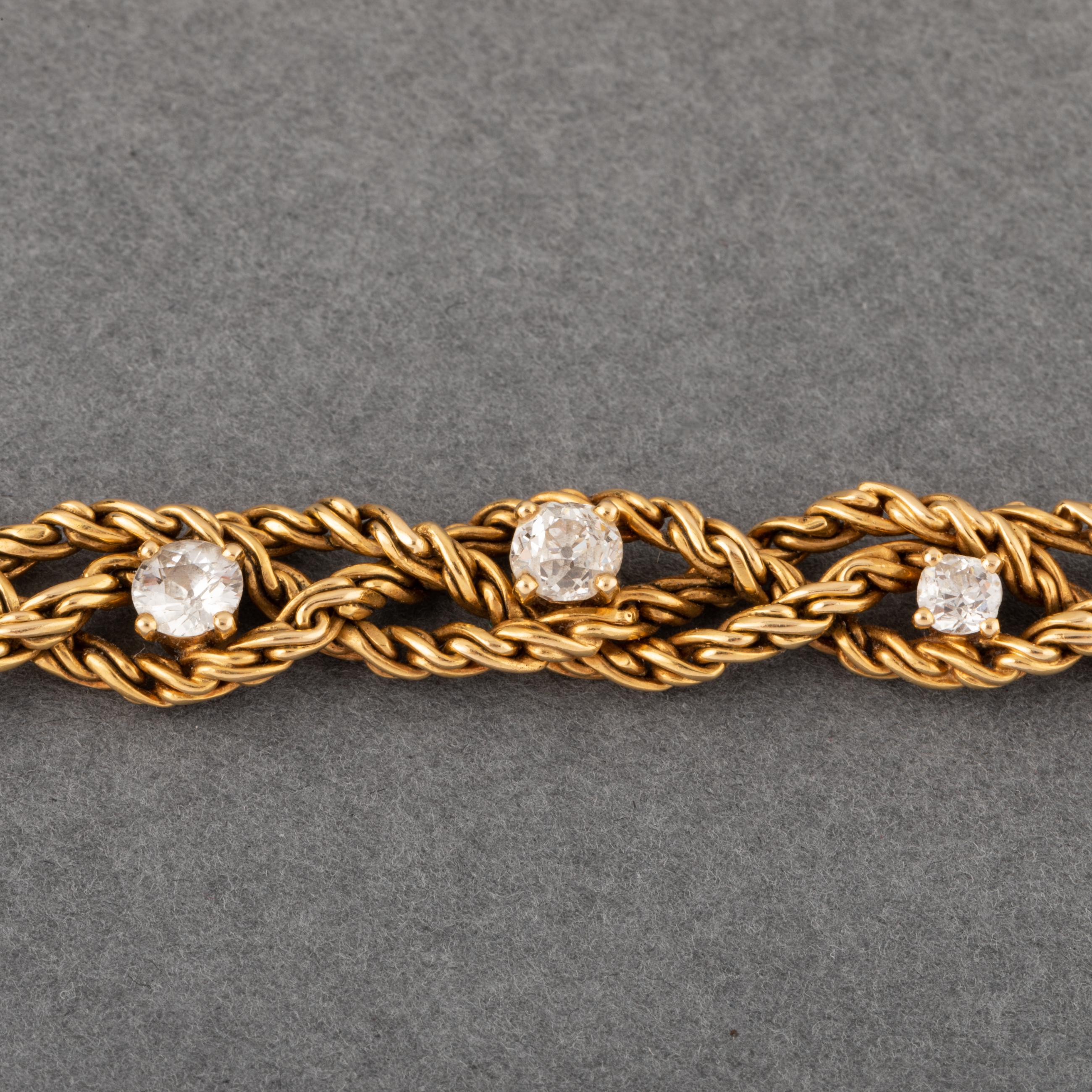 Gold and Diamonds French Vintage Bracelet by Chaumet For Sale 1