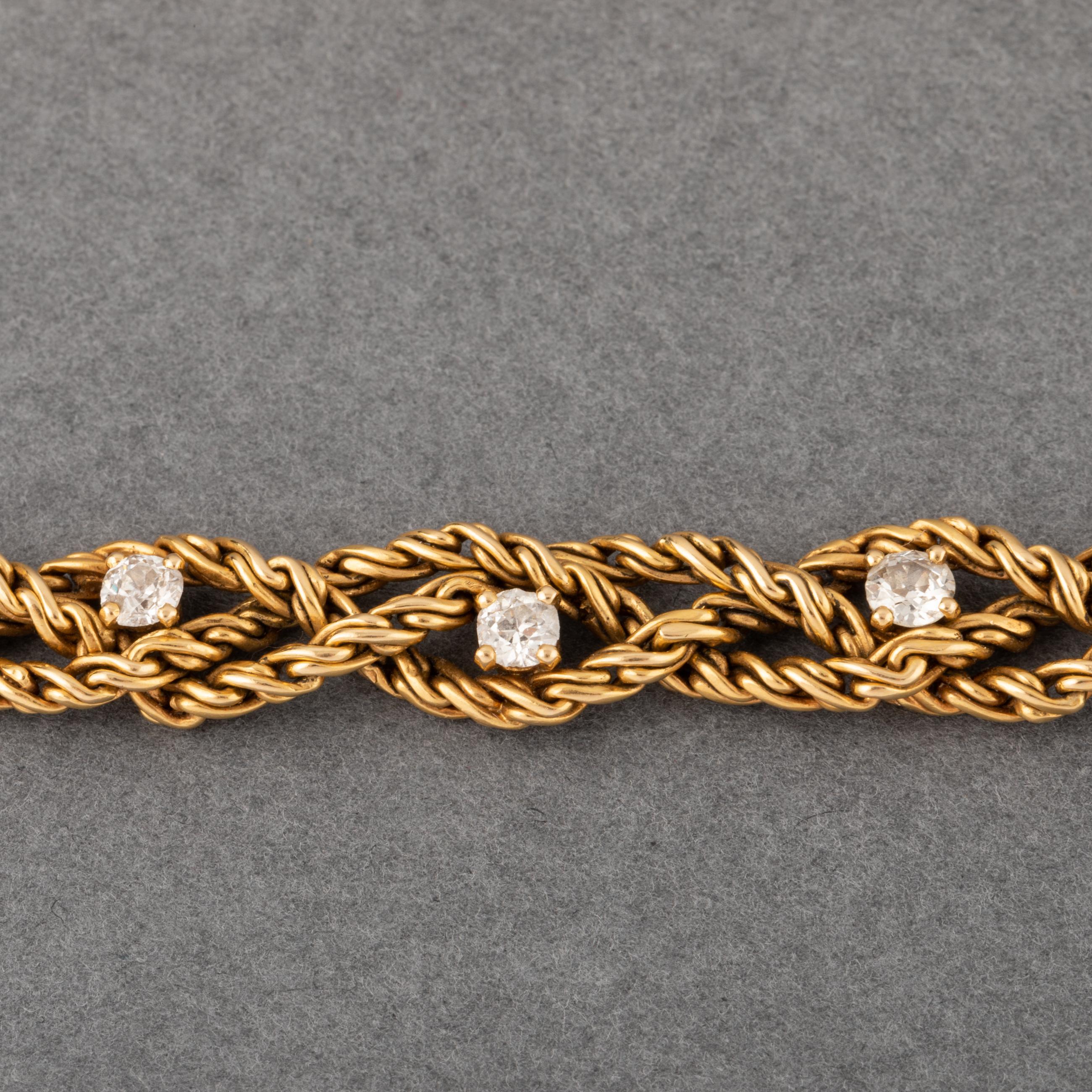 Gold and Diamonds French Vintage Bracelet by Chaumet For Sale 2