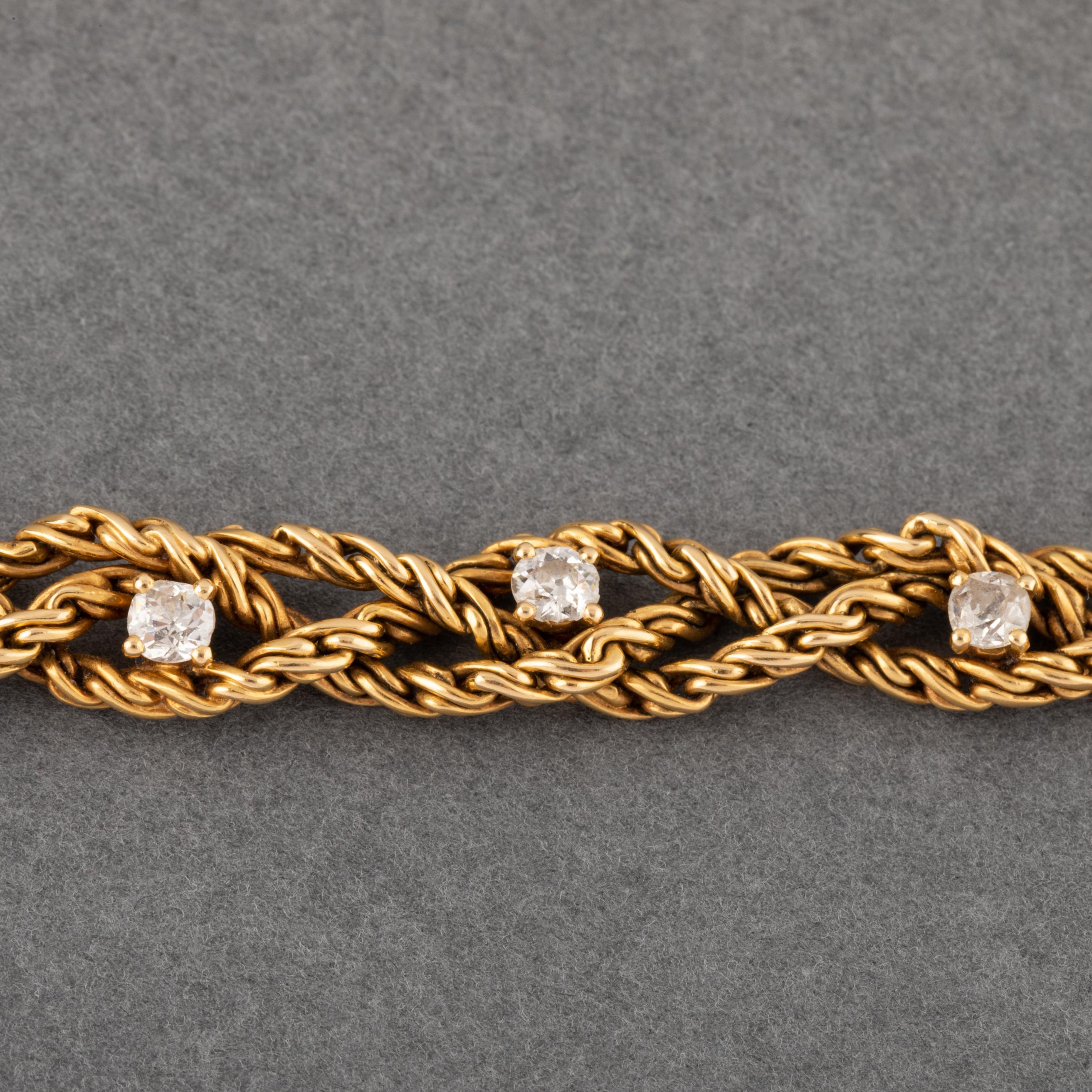Gold and Diamonds French Vintage Bracelet by Chaumet For Sale 3